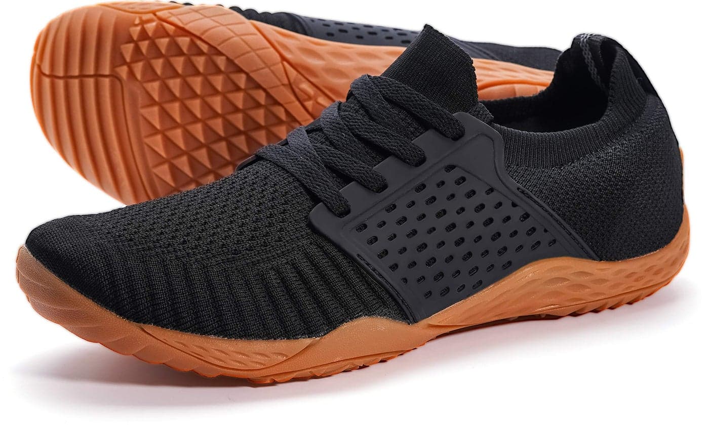 WHITIN Women's Low Zero Drop Shoes Minimalist Barefoot Trail Running Camping Size 10 Wide Toe Box Lady Gym Sneaker Tennis Minimus Black/Gum 41