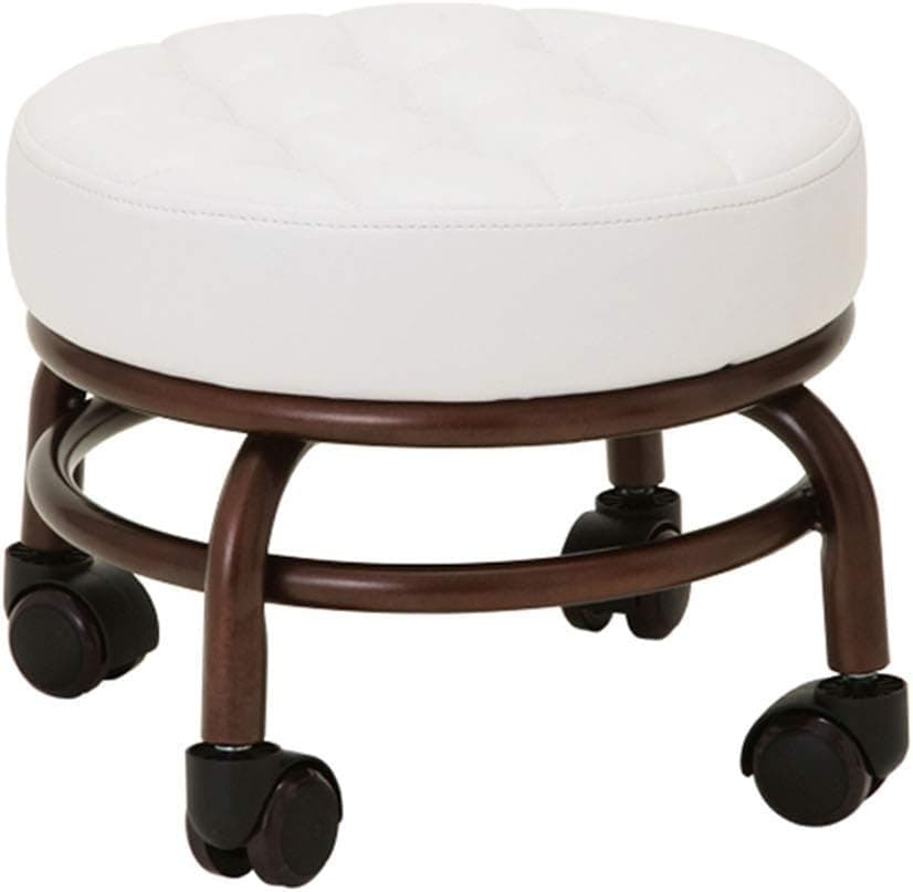 Elitzia Pedicure Stool Beauty Salon Foot Bath Footstool Two Colors Optional ET28499 White Colour Thick Foam Support Quality Wheels