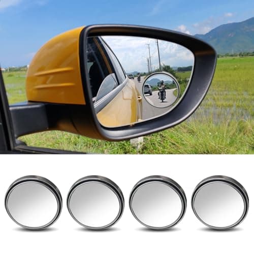 4PCS Car Blind Spot Mirror 360 Wide Angle Convex Mirrors with Adjustable Frame 2 Round Rear View Mirror Adhesive HD Glass Side Mirror for Most Cars Trucks SUVs Silver