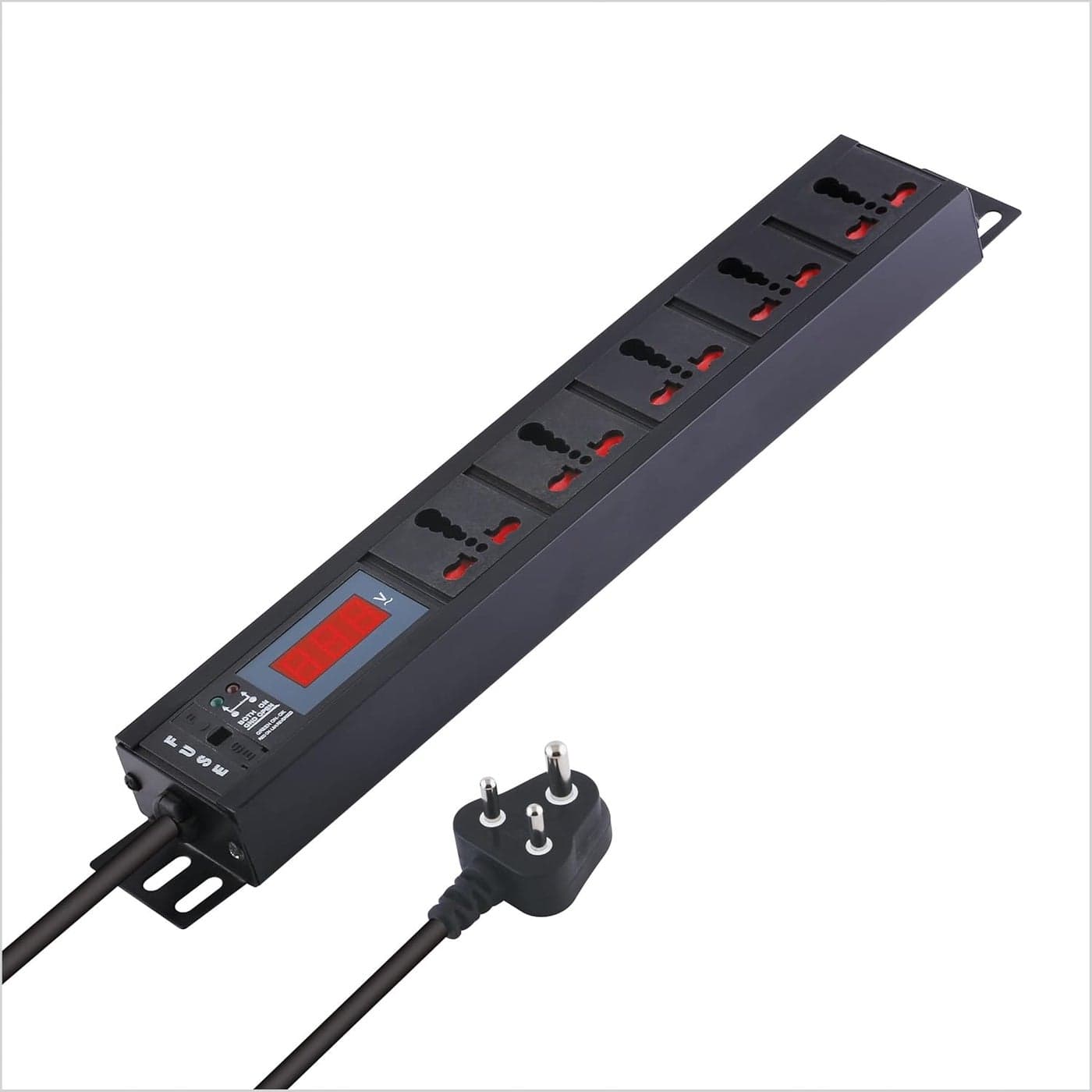 MX 5 Outlet Universal Power Strip with Live Voltage Display 616 AMP Parameter 30W265V WallRack Mount Built in Fuse Master Switch Wall Mount Heavy Duty 15m Power Cord