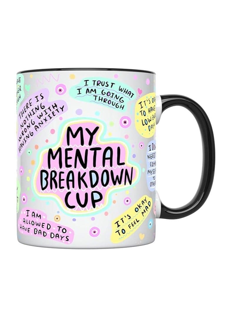 Self-Care Coffee Mug for Women - Start Your Day with Inspiration - 11 Oz Motivational Mug with Daily Affirmations - Novelty Gift for Mental Health Awareness (Black Handle)