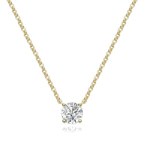 Bling Queen Women's Silver Plated Zirconia Pendant Necklace With Cable Chain, Single Stone Pendant Necklace, Cubic Zirconia Pendant Necklace, Stylish Chain Necklace, Special Gifts, O Chain Necklace
