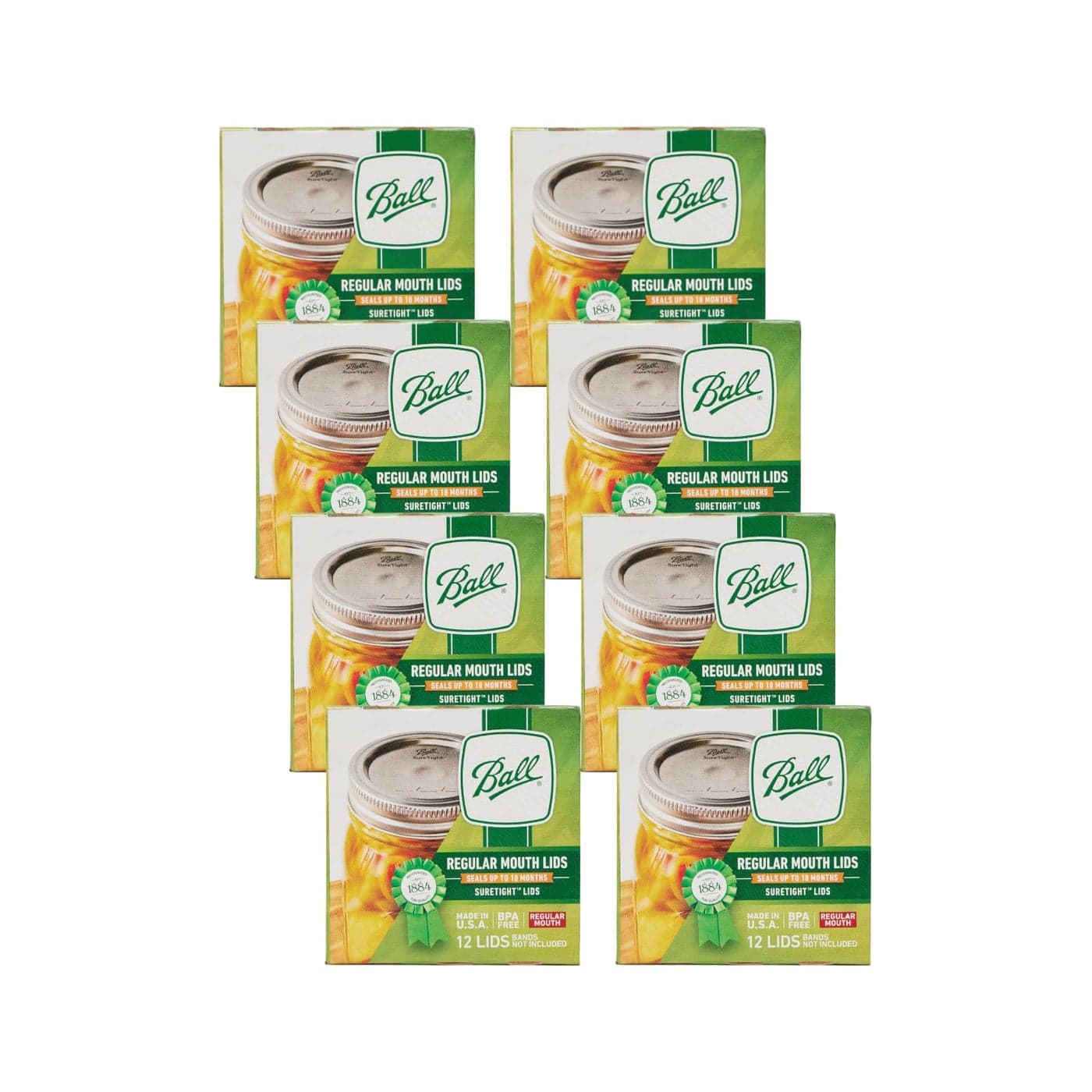 Ball Regular Mouth Lids for Glass Mason Jars Used for Canning Pickling Juice Jam Jelly 12Count Pack of 8 96Lids Total