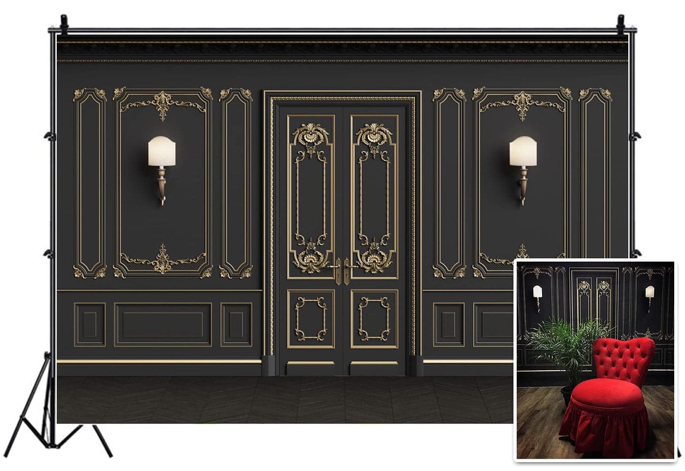 Leyiyi 12x8ft Vintage Room Inside Backdrop European Frame French Door Modern Castle House Cementery Wall Vintage Lantern Photo Background Cowboy Kids Birthday Portrait Studio Prop Vinyl Wallpaper