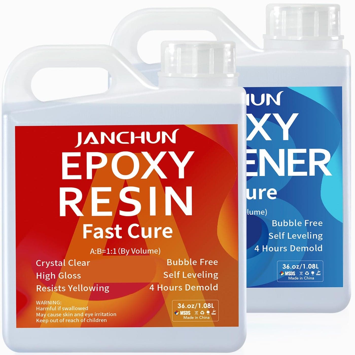 JANCHUN Crystal Clear Epoxy Resin Kit 72oz BubbleFree AntiYellowing Self Leveling Easy Mix 11 Coating and Casting Resin for Table Top Molds Tumbler Crafts Painting Jewelry DIY Gifts