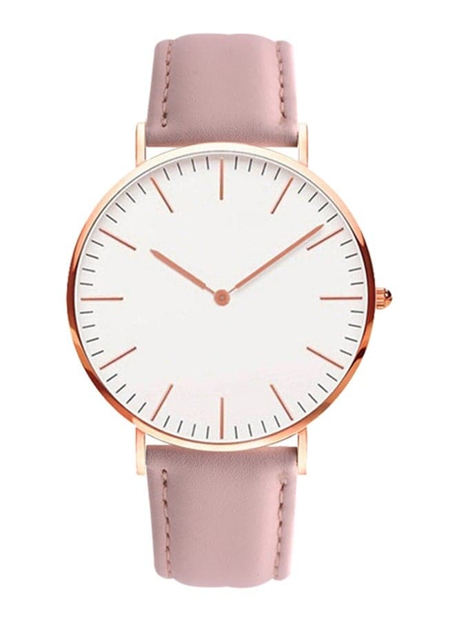 Leather Analog Watch J80P - 40 mm - Pink
