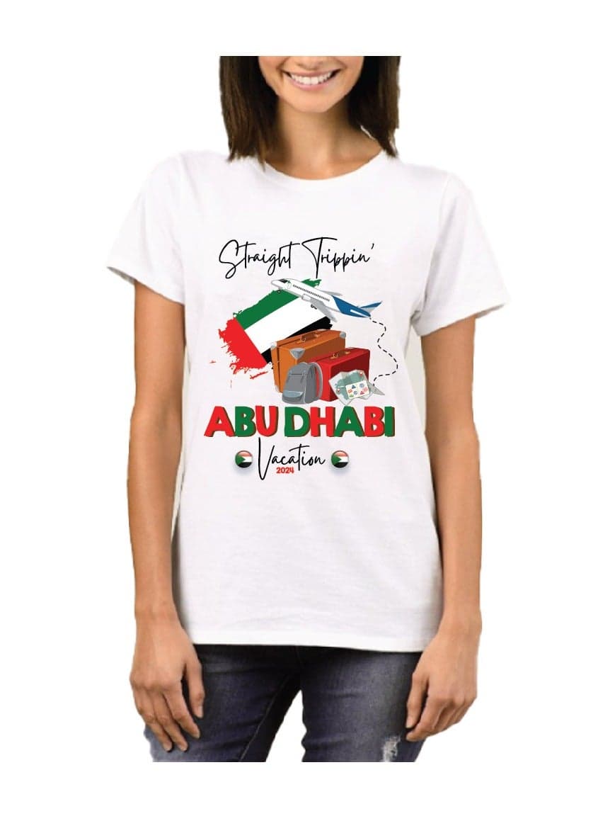 Abu Dhabi Printed Womens T-Shirt - Comfortable and Stylish Adult T-Shirt for Womens - A Souvenir from the Pearl of Arabia