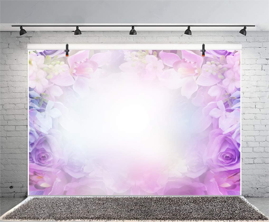 Haoyiyi 7x5ft Mothers Day Backdrop Purple Flower Wall Romantic Floral Photography Background Kids Lovers Baby Bride Shower Valentines Day Ceremony Wedding Portrait Decoration Photo Studio Props