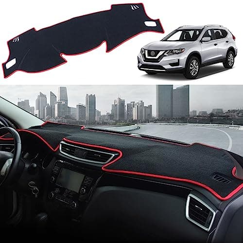 YOFAMO Dashboard Cover Dash Cover Mat Pad Carpet Custom Fit for Nissan Rogue 2014 2015 2016 2017 2018 2019 2020 Accessories Anti-Skid Center Console Protector Cover Mat(Red Edge)