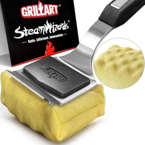 GRILLART Grill Brush Bristle Free Upgraded BBQ Replaceable Cleaning Head SeamlessFitting Scraper Tools for Cast IronStainlessSteel Grates Griddle Safe Barbecue Grill CleanerBlack