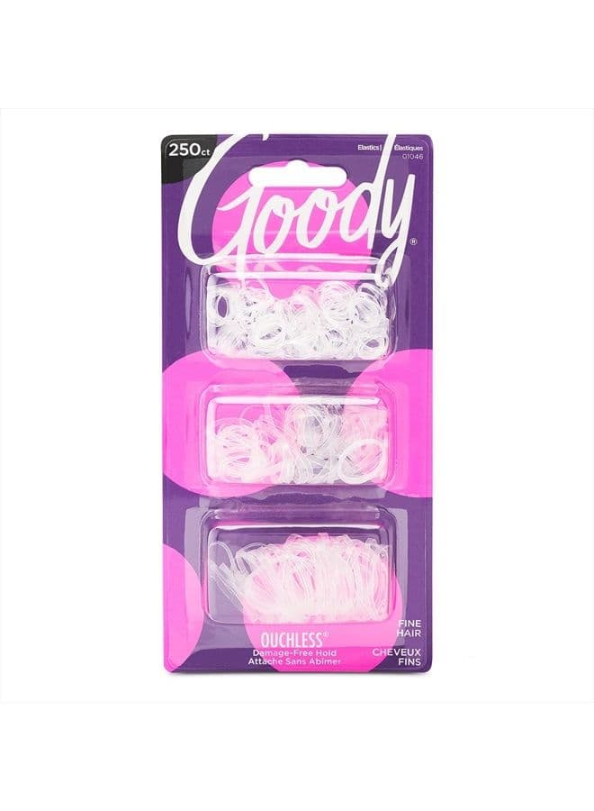 Ouchless Womens Polyband Elastic Hair Tie - 250 Count, Clear - Fine Hair - Hair Accessories to Style With Ease and Keep Your Hair Secured - Perfect for Fun and Unique Hairstyles - Pain-Free