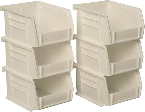 AkroMils 30210 AkroBins Plastic Storage Bins SpaceSaving Stackable Bins for Garage Pantry Craft Organization 5 x 4 x 3 Stone 6Pack