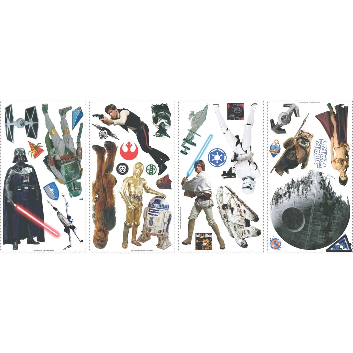 RoomMates RMK1586SCS Star Wars Classic Peel & Stick Wall Decals, 1.5" x 1.25" to 9" x 9