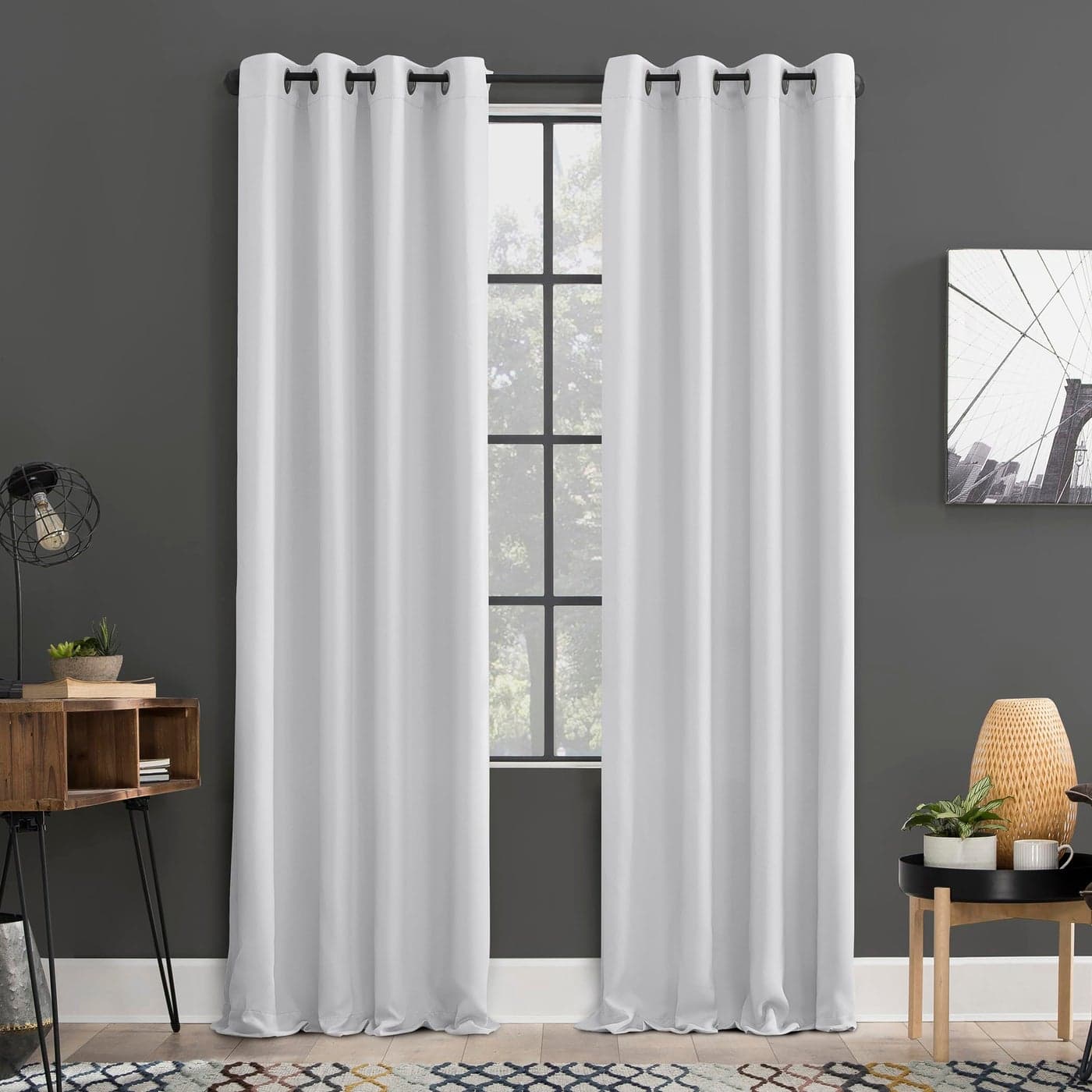 Sun Zero Soho 2pack Blackout Energy Efficient Grommet Curtain Panel Pair 54 x 108 Dove White