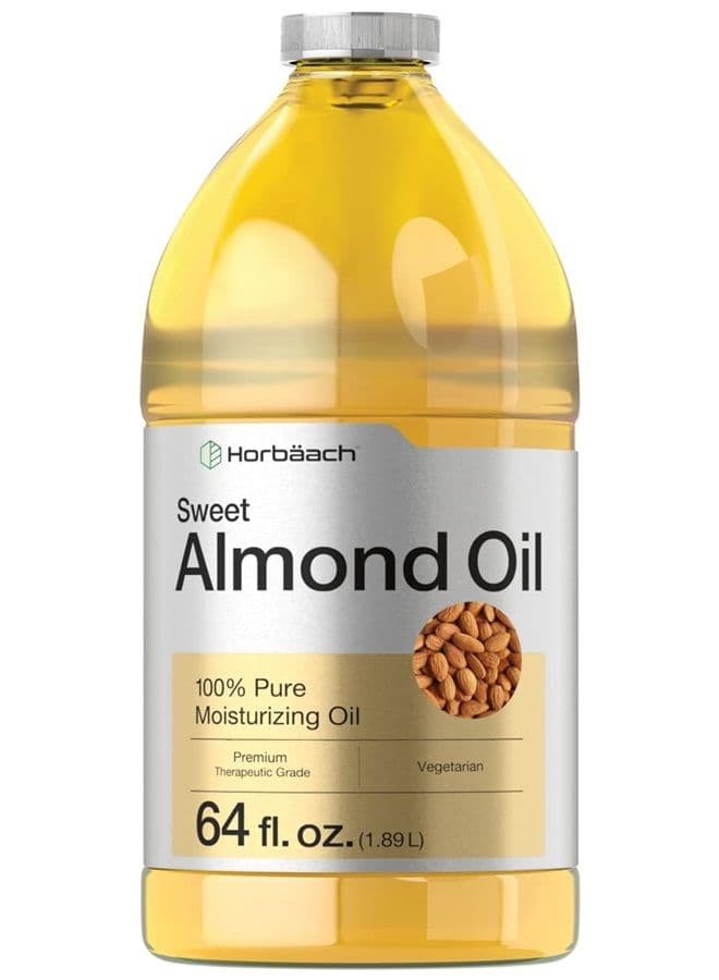 Sweet Almond Oil 64 floz | for Hair and Skin | Pure and Moisturizing Formula | Bulk Size Carrier Oil | Vegan, Non-GMO, Cruelty Free | By Horbaach