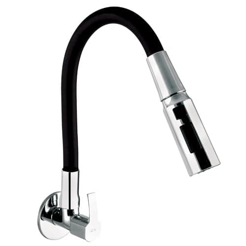10X Brass Kitchen Sink Tap ST-75021 Flexible Neck Black Triple Flow 3 Function Shower Flow/Foam Flow/Anit Splash Wall Mount