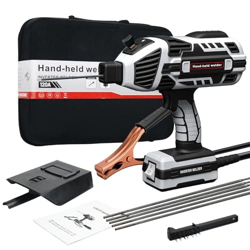 TRQWH Hand Held Welder Gun IGBT Inverter Welding Machine 110V ARC Portable Welder Handheld Welding Gun 5 Variable Current Adjustment Stick Welder Fit for 11618 Welding Rods Grey