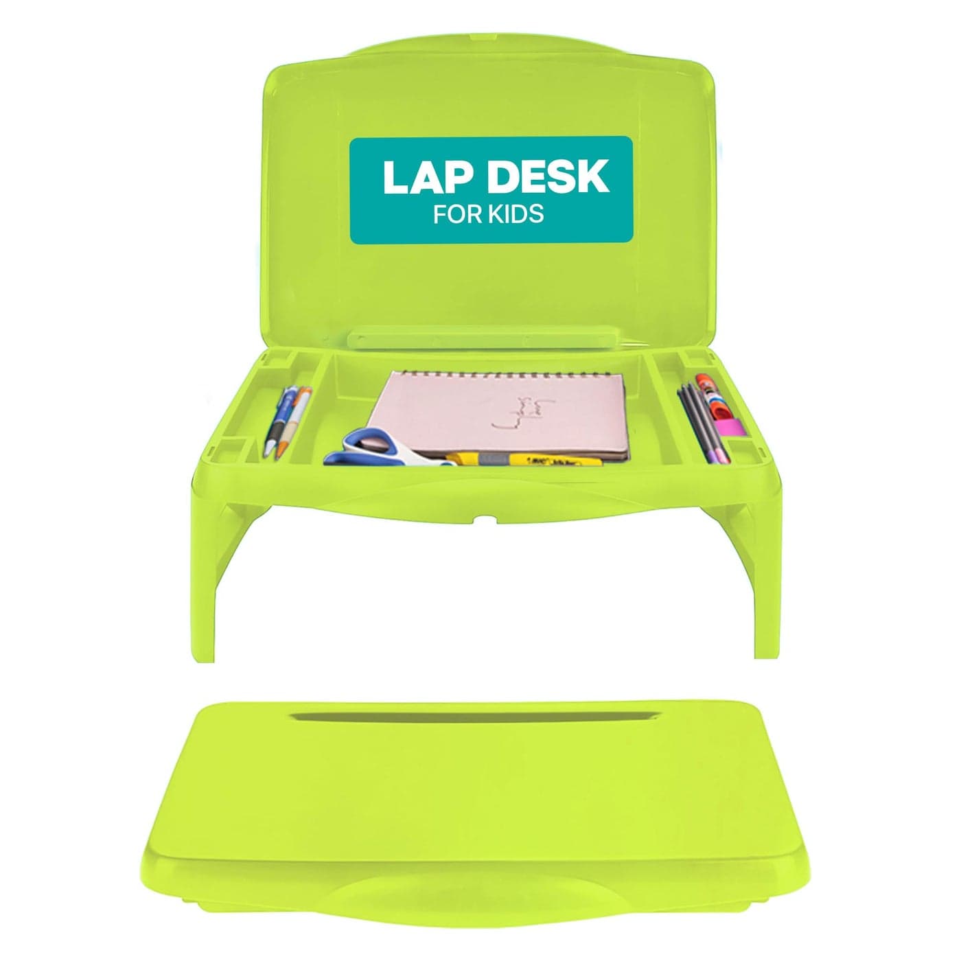 MAVOCRAFT Foldable Kids Lap Tray with Storage Portable Lap Desk Kids Adults Kids Lap Desk for Breakfast in Bed Serving Tray Car Desk Gaming Green