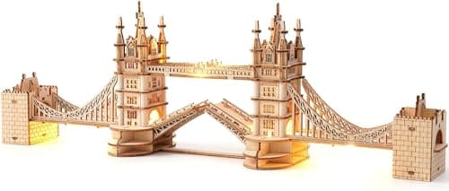 Rolife 3D Wooden Puzzles DIY London Tower Bridge Craft Model Kits for Adults to Build Birthday Gfit for Friends and Family