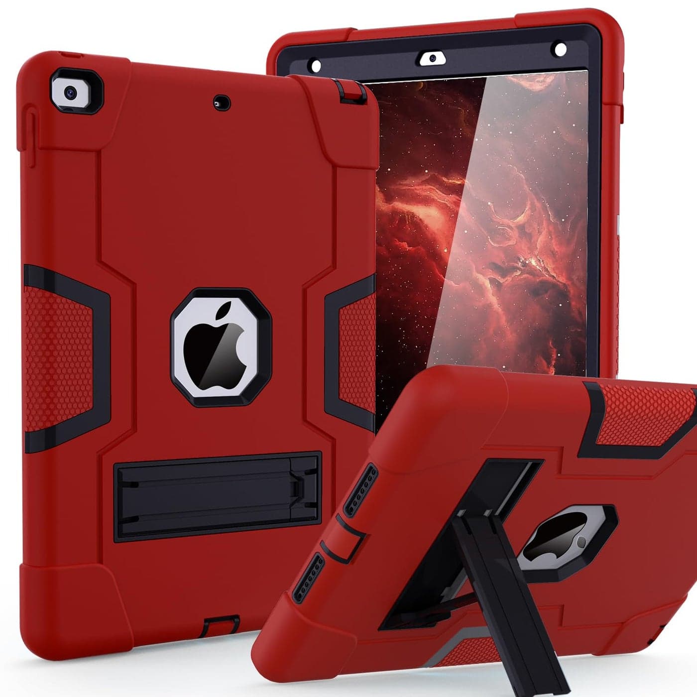 Cantis Case for ipad 9th Generation 8th Generation 7th Generation Slim Heavy Duty Shockproof Rugged Protective Case with Builtin Stand for iPad 102 inch 202120202019 RedBlack