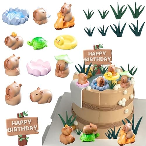 Capybara Cake Toppers Mini Blowfish Party Supplies Capybara Birthday Party Supplies