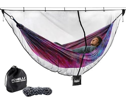 Foxelli XL Hammock Net 12ft Net for Hammocks Lightweight Portable Hammock Netting Fast and Easy Set Up Fits All Camping Hammocks
