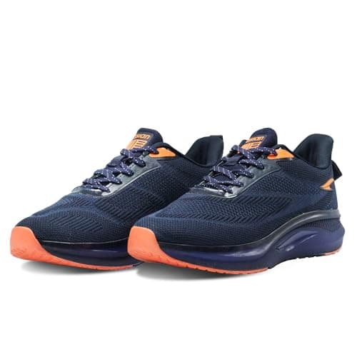 ASIAN Powerplay-03 Men’s Running Shoes | Lightweight Memory Foam Technology | Breathable Knit Shoes with Stylish Sporty Design Navy Orange
