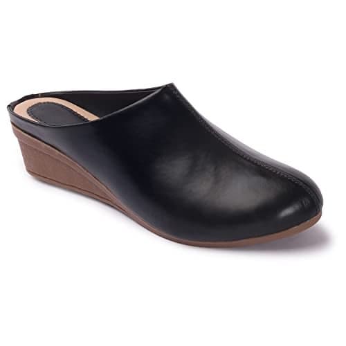 Ladies Hub Women Platform Wedge Heel Slip-On Mule Sandals | Closed Toe Comfort Office Casual Shoes for Girls, Black- 4UK