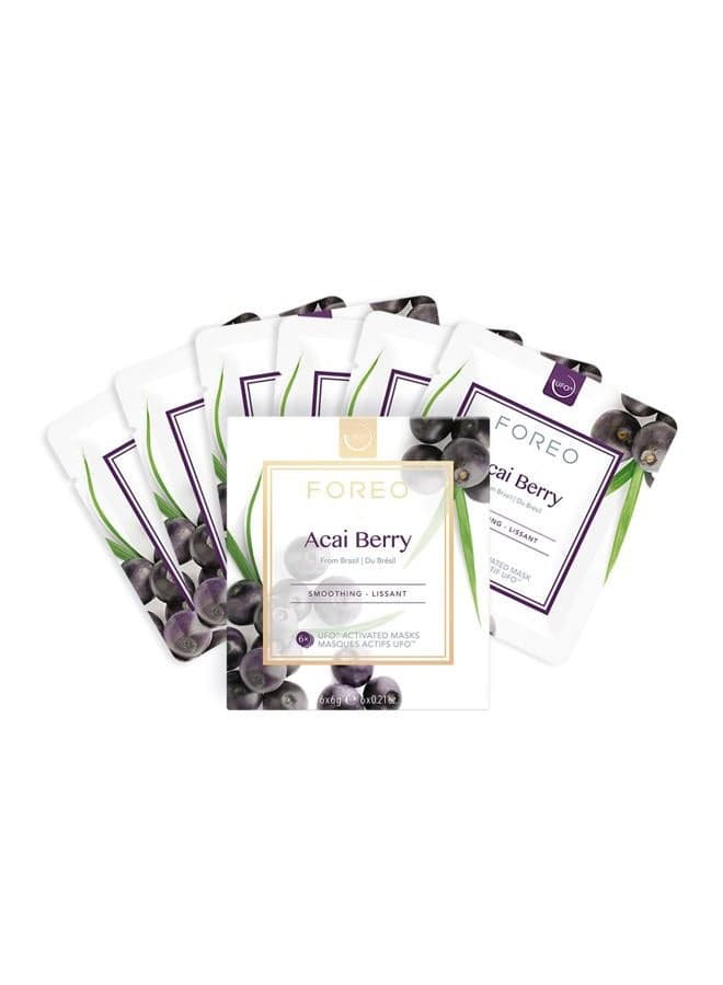 UFO Activated Mask Treatment for Anti-Aging, Acai Berry, 6 Count (Pack of 1)