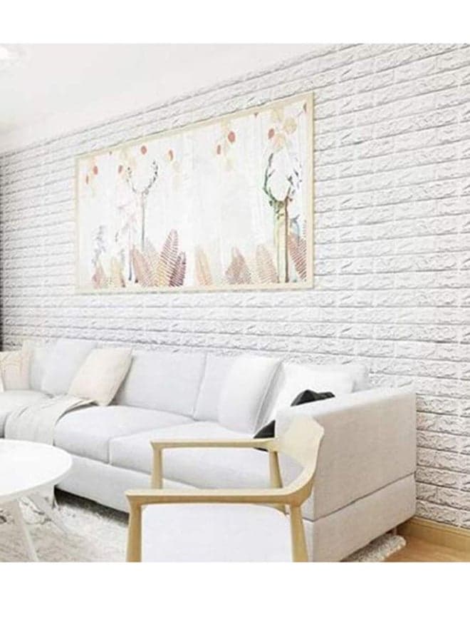 10-Piece 3D Brick Pattern Decorative Wallpaper Set Off White