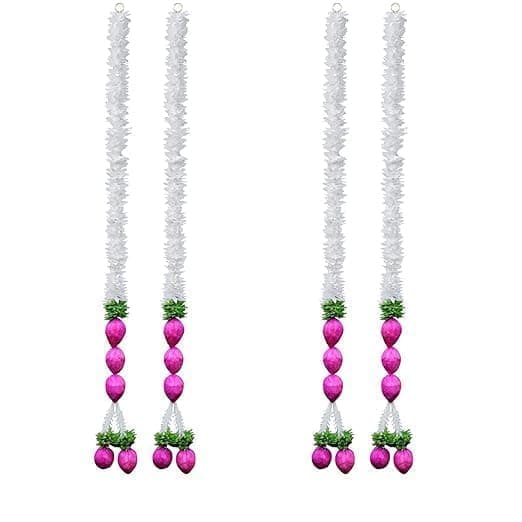 SHRI MATAJI Store Pink Lotus Hangings Decoration at Home White MDF Flowers Lotus Buds Wall Hangings for Home Decoration Diwali Dcor Main Door Entrance Ganpati Decoration Items Pooja Room Pcs 4