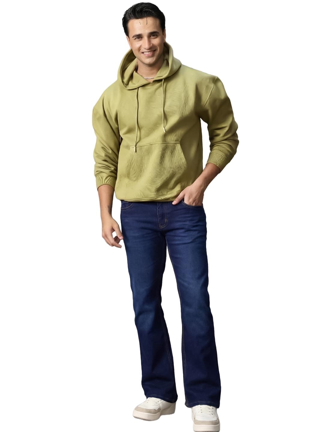 Urbano Fashion Men's Dark Blue Washed Bootcut Jeans Stretchable (bootjeanwhsk-dblue-34)