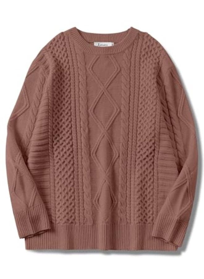 Sweaters for Women Oversized Crewneck Long Sleeve Casual Loose Cable Knit Pullover Tops 2025 Fall Winter Outfits