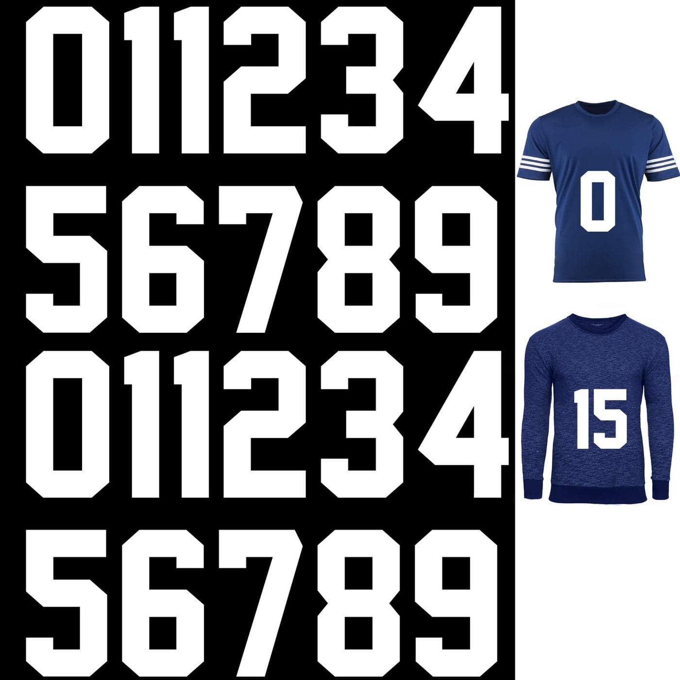 Zonon 22 Pieces Iron on Numbers T Shirt Heat Transfer 0 to 9 Jersey Numbers for Team Uniform Sports8 Inch