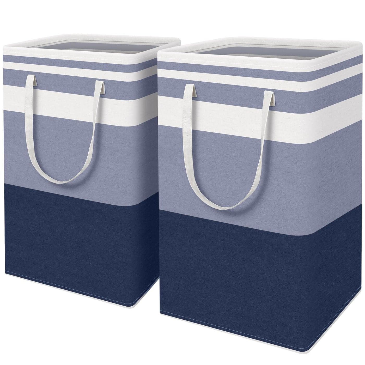 HomeHacks 2Pack Large Laundry Basket Waterproof Freestanding Laundry Hamper Collapsible Tall Clothes Hamper with Extended Handles for Clothes Toys in the Dorm and Family Blue 88L