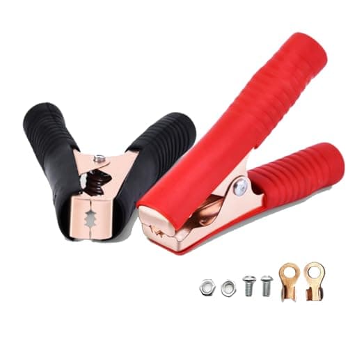 2pcs Power Replacement Jumper Cable Battery Jumper 100A Copper Plated Metal Cable Clamps Car Battery Clamps Jumper cable clamp Replacements for Jump Starter Cables 100A iron plated copper