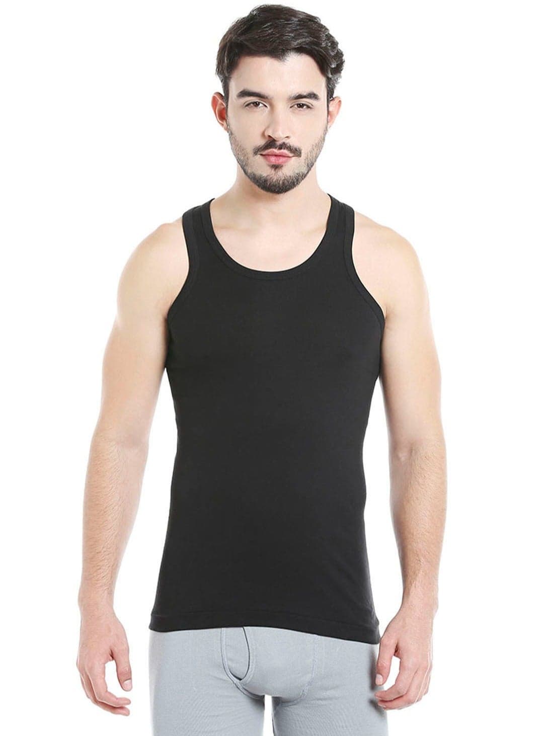 MEN'S COTTON VEST (PACK OF 3) - BLACK