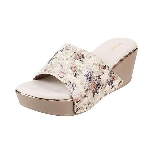 Mochi Women's Beige Wedge Heel Fashion Sandals UK/7 EU/40 (34-93)