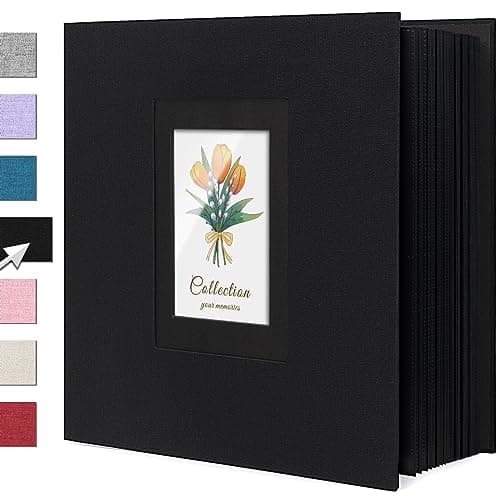 Linen Photo Album 4x6 Large Capacity 1000 Pockets Pictures Fabric Cover Books Albums Wedding School Family Anniversary Baby Memory Engagement Travel Albums(Black, 1000 Pockets)