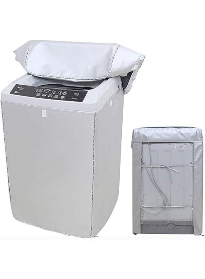 Washing machine cover, silver plated Oxford cloth protective cover, top mounted washing machine cover, waterproof, dustproof, sunscreen, with zipper, suitable for pulsator washing machine, 62 * 64 * 98CM,silver (XL)