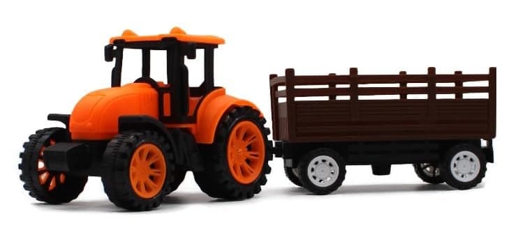 Neokiddo Toys Friction Powered Trolley Farm Tractor Toy for Kids & Toddlers/Boys & Girls (Orange)
