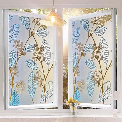 HOMSUN Frosted Privacy Window Film | Self Adhesive Glass Sticker for Bathroom, Office, Door & Partition -Blue Cherry -1 Feet x 4 Feet