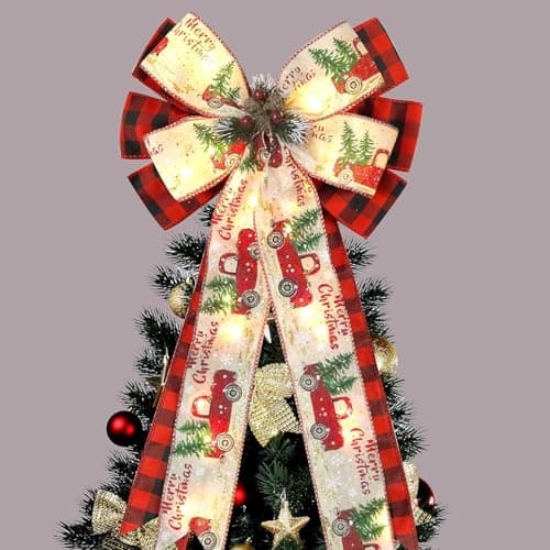 Forty Wings 18" Large Christmas Xmas Tree Topper Bow Knot for Decorations Items,Xmas Tree Hanging Ornaments Party Props Christmas Wreath Decoration