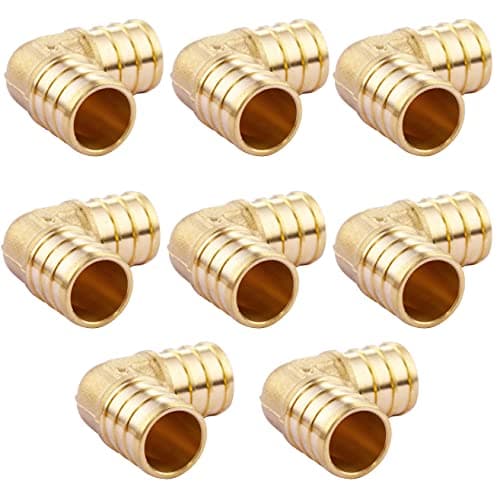 Litorange 3/4 inch PEX 90 Degree Elbow 3/4" (pack of 8) Lead-Free Brass Barb Crimp Pipe Fitting/Fittings
