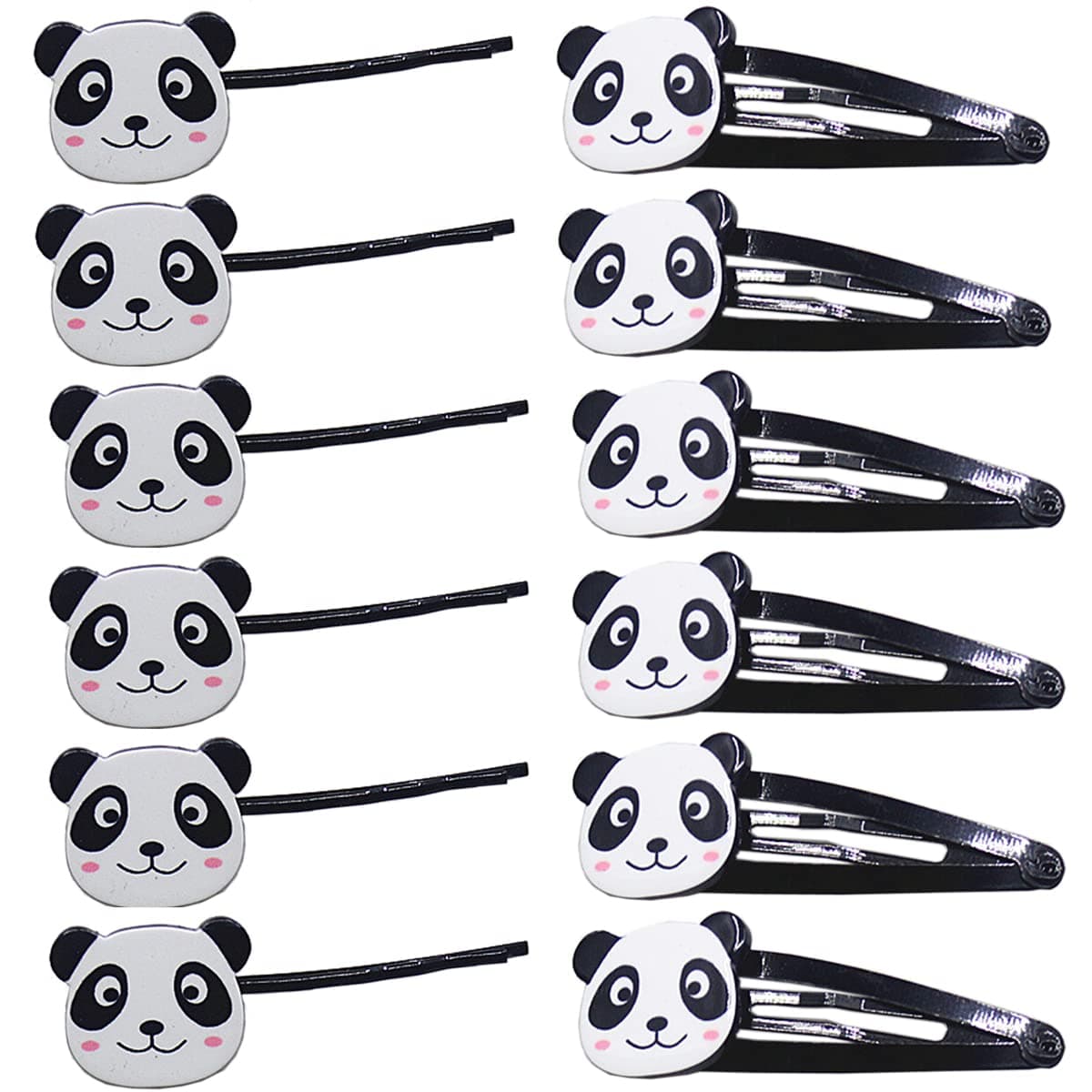 12Pcs Lovely Panda Hair Clips Barrettes Hairpin Headwear Funny Animal BB Clip Bangs Hair Accessories for Girls and Women Fashion Accessories
