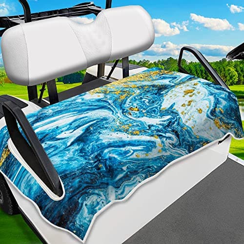 ENYORSEL Golf Cart Seat Covers, Blue Marble Golf Cart Seat Towel Blanket for All EZGO, Yamaha, Club Cars, Icon and More 2/4-seats Cart, 100% Microfiber, Essential Golf Cart Accessories, 51'' x 31''