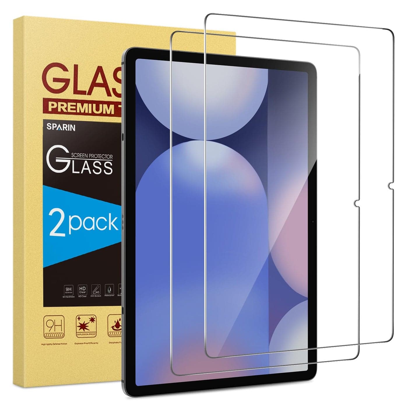 SPARIN 2 Pack Screen Protector for Samsung Galaxy Tab S10 Plus 2024/S9 Plus/S7 FE 5G/S8+/S7+ (12.4 Inch), Tempered Glass S Pen Compatible, Case Friendly