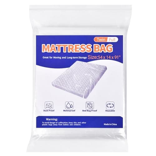 Mattress Bag for Moving Storage - Plastic Mattress Protector Cover, Twin and Full Size (1Pack, Twin/Full)