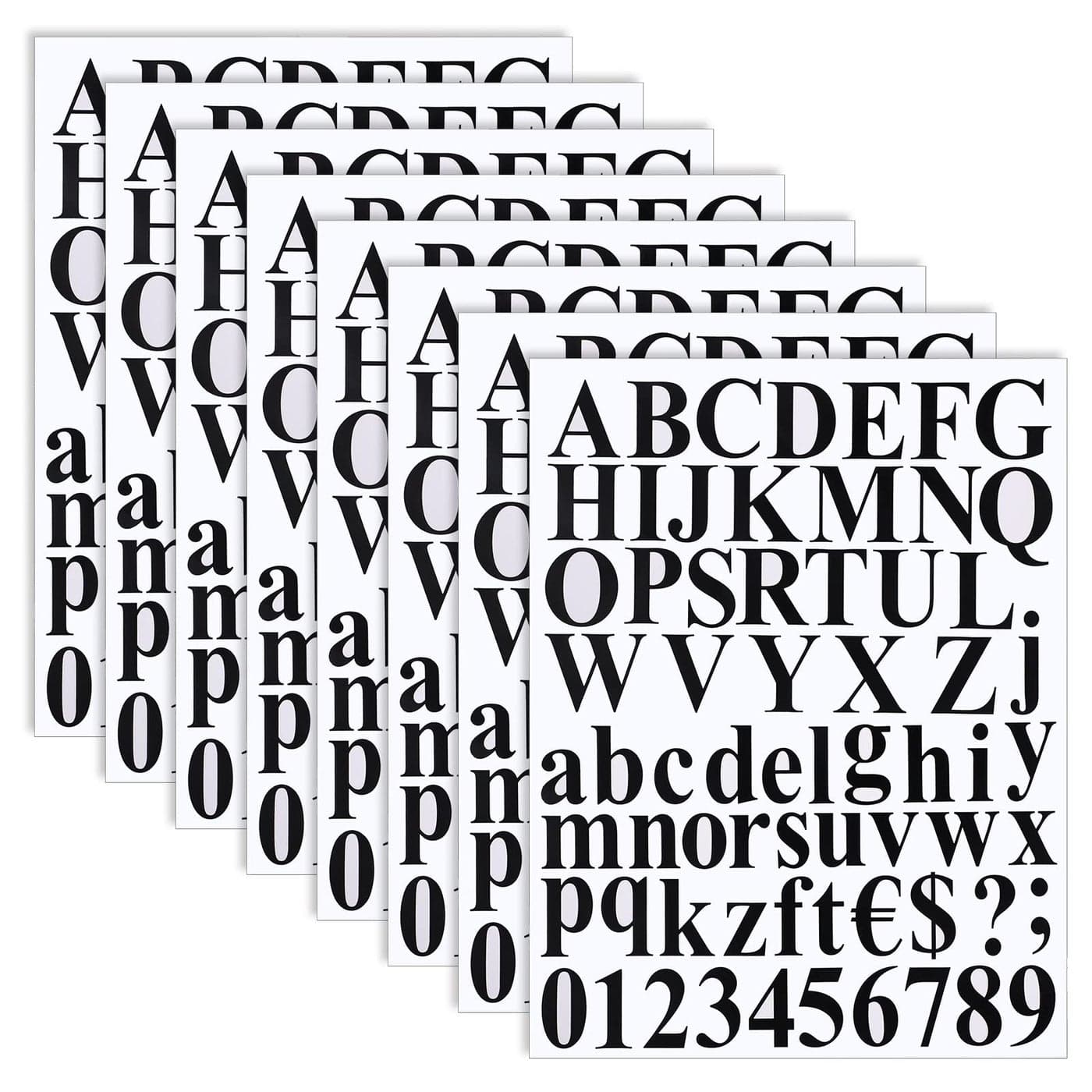 TaoBary 8 Sets 536 Pcs Vinyl Letter Number Stickers Alphabet Large Self Adhesive Mailbox Number Waterproof Stickers for Sign Door Business Address Decor2 InchBlack