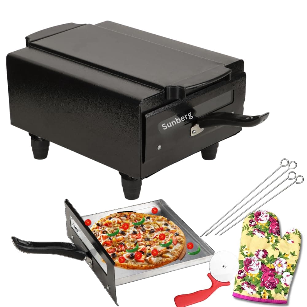 Sunberg 2000W Electric Tandoor with Stainless Steel Heating Element Versatile 14Inch Compact Portable Pizza Oven for Baking Roasting and Grilling Ideal for Quick and Healthy Home Cooking